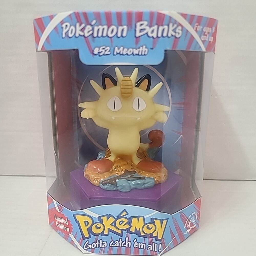 1999 Applause POKEMON BANKS #52 MEOWTH Limited Edition Bank New Sealed